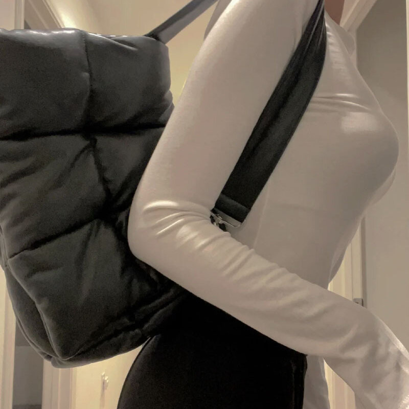 Bolso de hombro de algodón espacial para mujer, bolsa de hombro con esponja suave, informal, de mano salvaje, 2021
