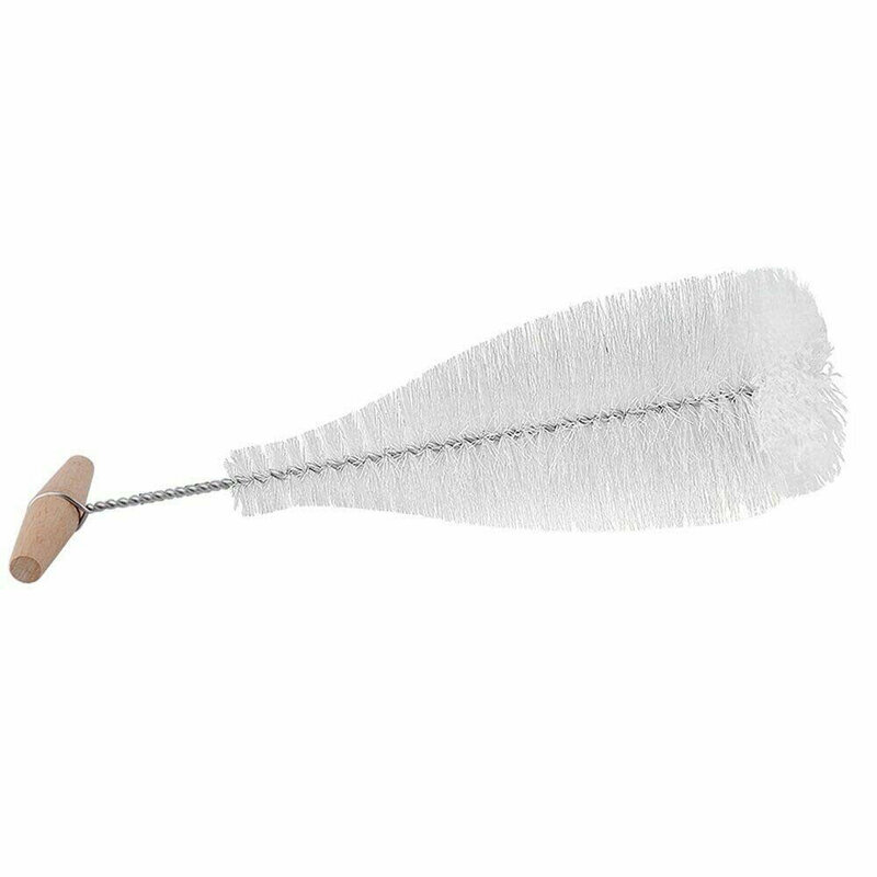 1pc Glass Bottle Cleaning Brush Soda Stream Wooden Handle White Nylon Hair Home Brew Tube Spout Cleaner Kitchen Cleaning Tools