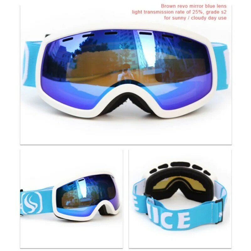 Детские лыжные очки, двухслойные противотуманные очки UV400 для детей, противотуманные очки UV400, очки для катания на лыжах, сноуборде, унисекс