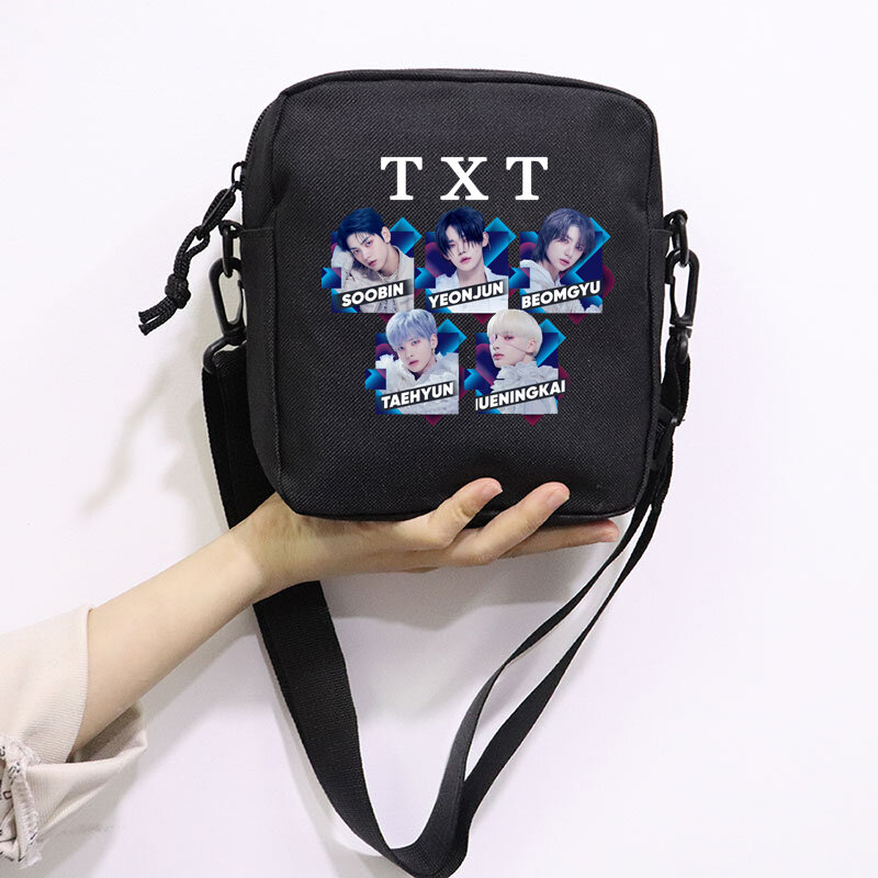 Kpop Txt симпатичная сумка-мессенджер в стиле чаотической страны чудес, холщовые мини-сумки через плечо, повседневные уличные кошельки на молн...