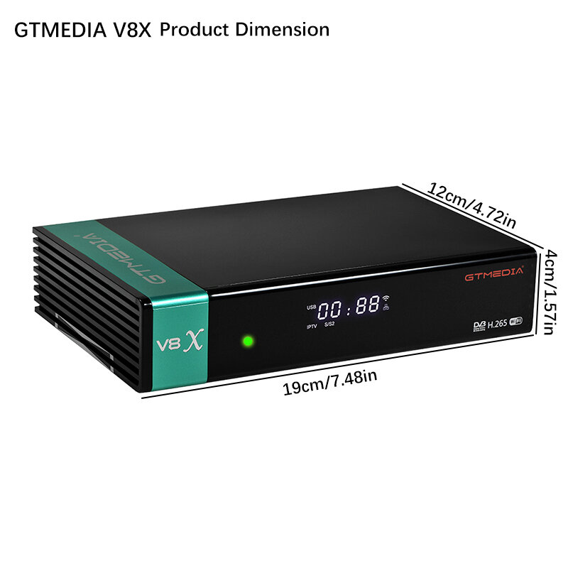 GTmedia-receptor de TV por satélite V8X, decodificador HD 1080P, DVB-S/S2/S2X, con WIFI integrado, compatible con CA PowerVu Bisskey, H.265, 1 año de Cline Europa, V8X