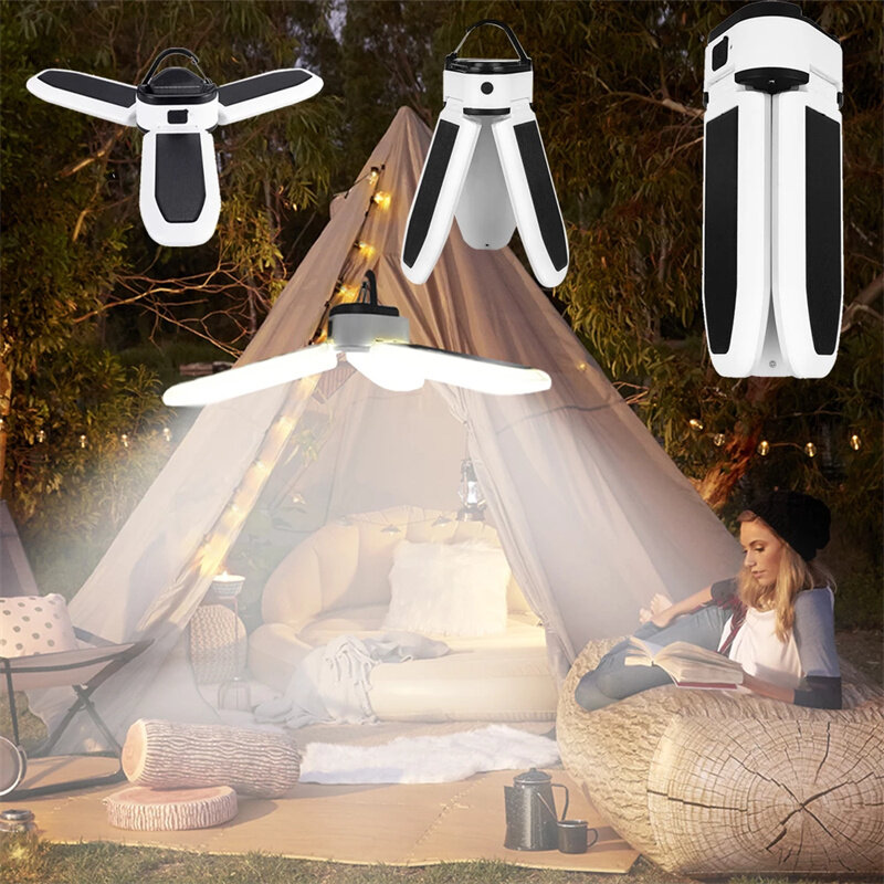 Lanterne de Camping Portable à LED Rechargeable, Puissante Ampoule Solaire ou Charge USB, Équipement d'urgence pour Atelier et Camping