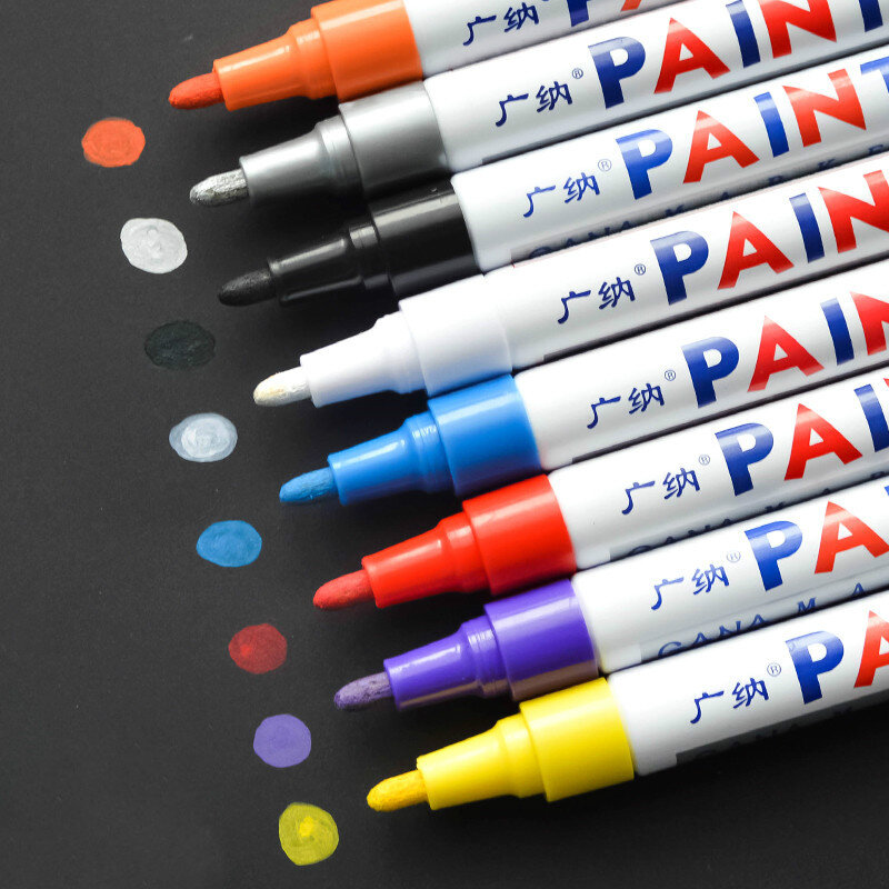 12 ألوان الأبيض مطاط مقاوم للمياه أقلام تخطيط دائمة للتلوين سيارة الإطارات فقي البيئية الإطارات اللوحة دروبشيبينغ