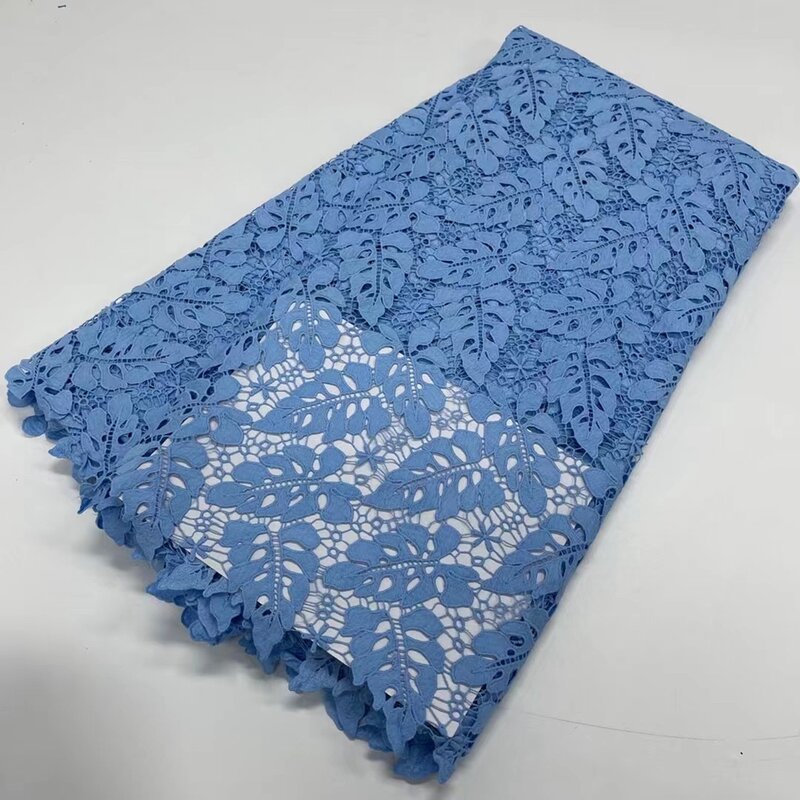 Newest Bule Swiss Voile Lace High Quality Dubai Lace Dress Embroidery Fabrics for Party 100% Real