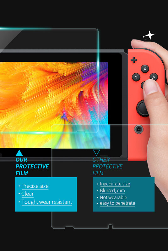 Data Frog 2 Pcs HD Ultra Thin Screen Protector Anti-Scratch Protective Film For Nintendo Switch Console For NS Screen Skin Cover