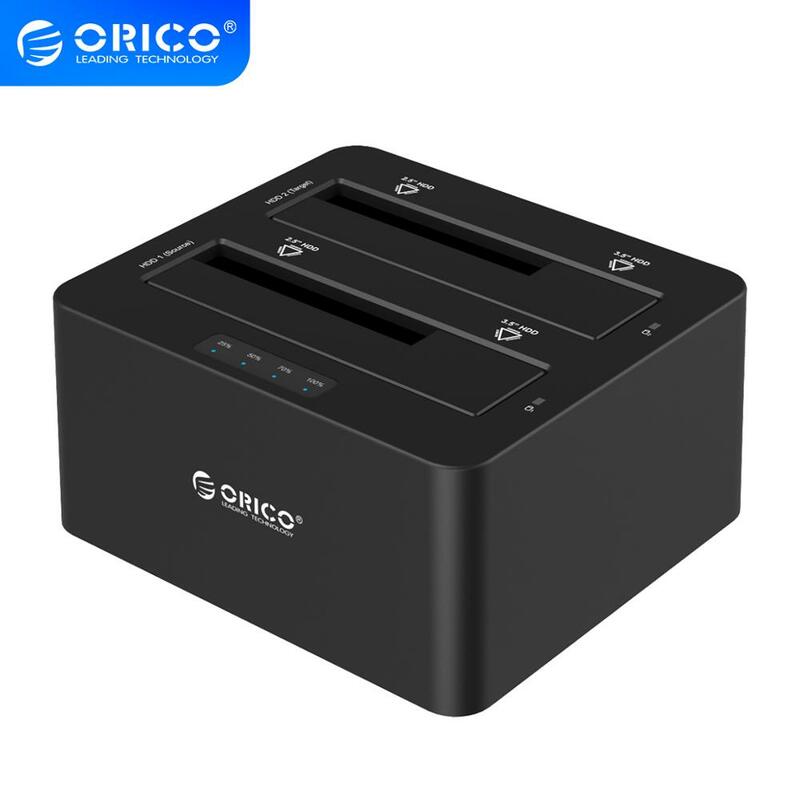 ORICO 6629US3-C 2 Baie SATA à USB3.0 Externe Station D'accueil pour Disque Dur pour 2.5/3.5HDD avec Duplicateur/Clone Fonction-Noir