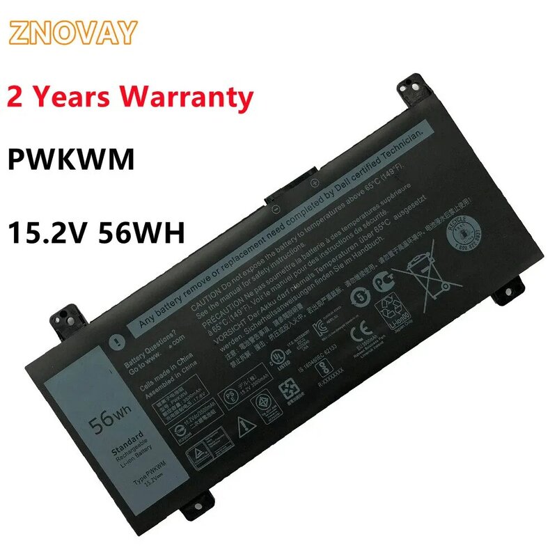 ZNOVAY PWKWM แบตเตอรี่แล็ปท็อปสำหรับ DELL Inspiron 14-7466 14-7467 Series PWKWM P78G001 P78G 15.2V 3500MAh/56WH