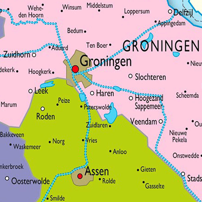 100*150ซม.เนเธอร์แลนด์แผนที่รายละเอียดโปสเตอร์ Non-ทอภาพวาดผ้าใบตกแต่งบ้านอุปกรณ์สำนักงานโรงเรียน in ภาษาดัชคำ