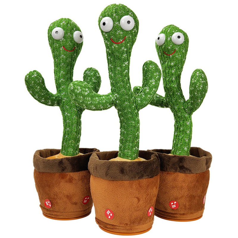 Nieuwe Baby Grappige Vroege Onderwijs Elektronische Zingen Cactus Dans Gebreide Stof Pluche Speelgoed Papegaai Opname Praten Dansen Cactus
