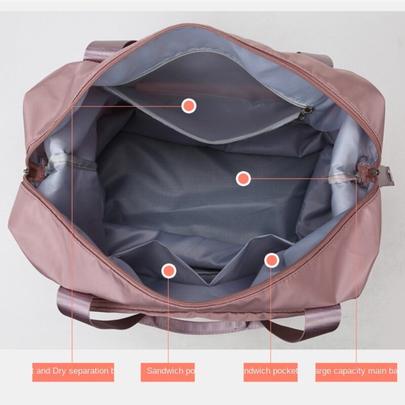 Dry Wet Separation Handbag Sports Portable Shoulder Bag Yoga Fitness Bag Large Capacity Travel Bag Foldable and Expandable