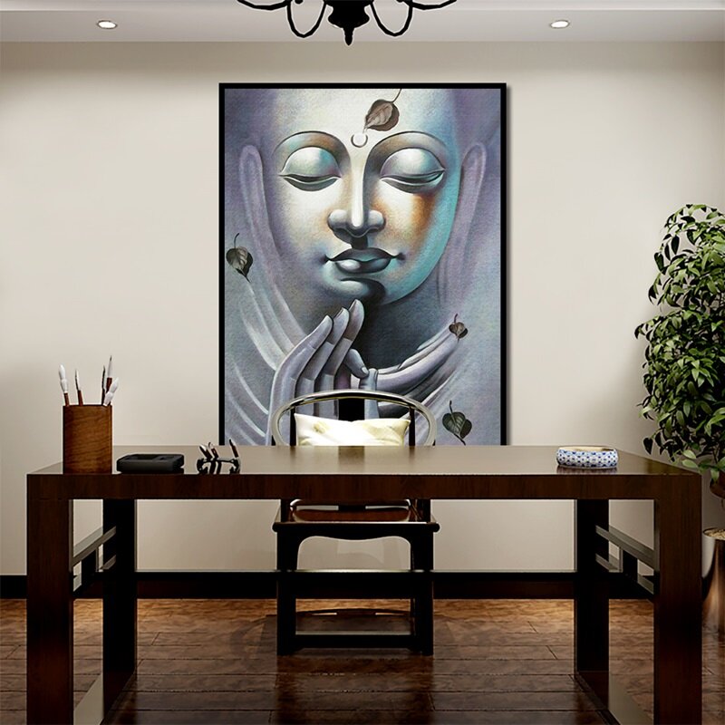 OKHOTCN-affiches artistiques de motivation de bouddha, sculpture en toile sans cadre, pour salon, étude