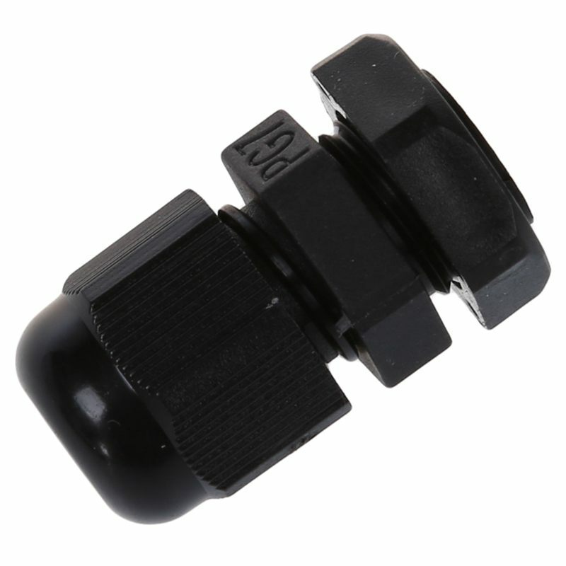 30 pces pg7 waterproof a glândula do conector preta para o cabo do diâmetro de 4-7mm