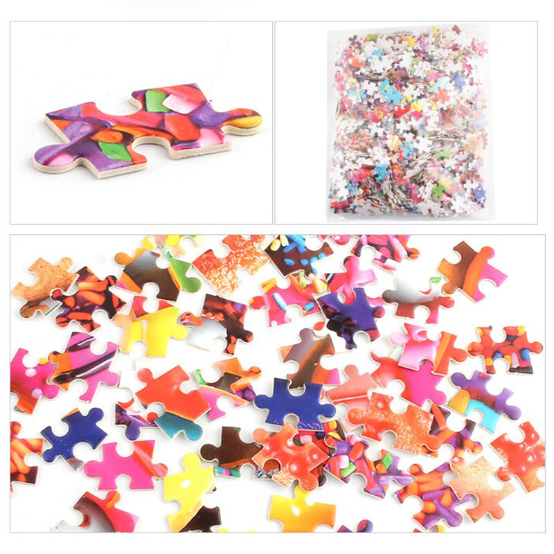 Warna-warni Donat Permen Manis Jigsaw Puzzle 1000 Buah untuk Anak Dewasa Permainan Stres Gelisah Mainan Dekorasi Kamar