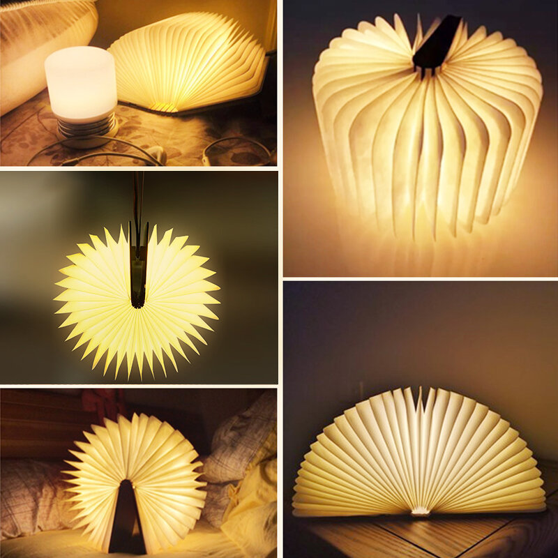 Portable 3 Colors Led Book Night Light Desk Lamp Usb Light 3D Creative Bright Table Lamp Wooden Usb Rechargeable Room Decor
