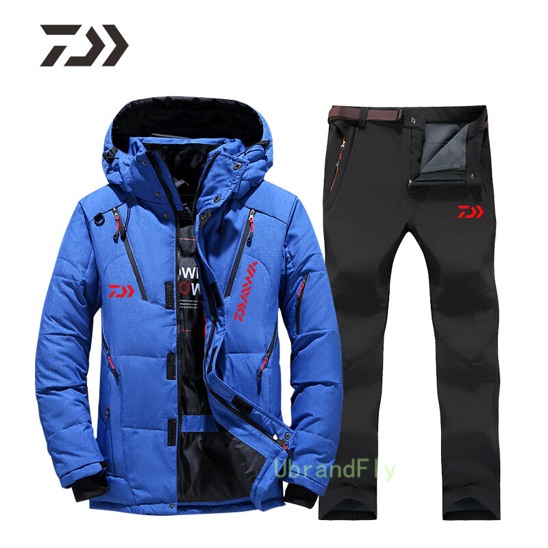 2021 Winter Fishing Suit Men Thicken Waterproof Windproof Daiwa Fishing Clothes Hoodie Multi-pocket Outdoor Clothing Breathable