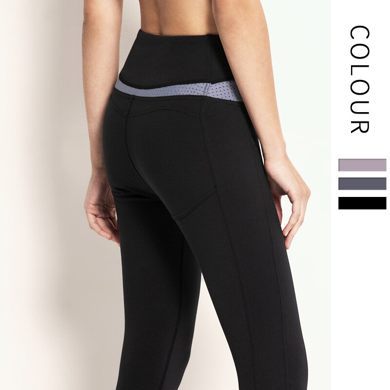 Cintura alta correndo leggings de comprimento total magro elástico calças esportivas de fitness yoga feminino