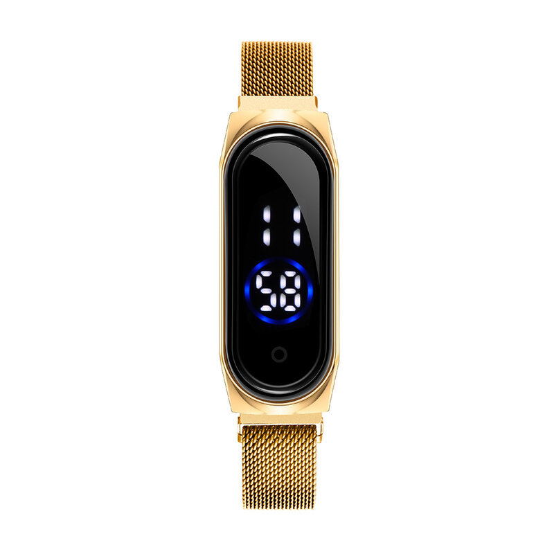 Relógio de pulso led feminino e masculino, relógio com pulseira magnética de led com tela sensível ao toque, novo, 2020