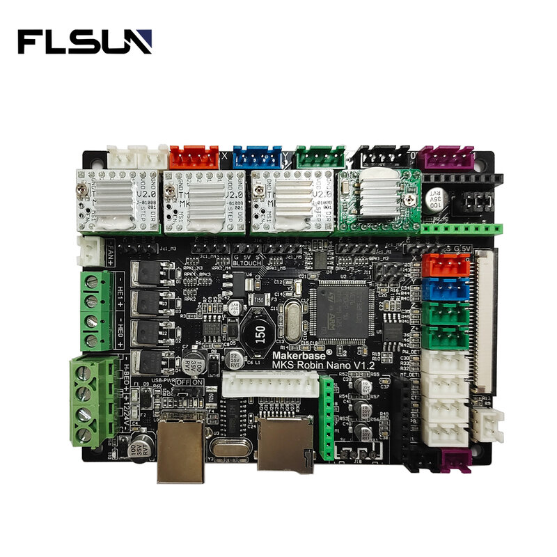FLSUN Impressora 3d Para Q5 Dealta Velocidade MKS Robin Nano V1.2 Mini Board Com 4ไดรเวอร์Removíveis TMC 2208