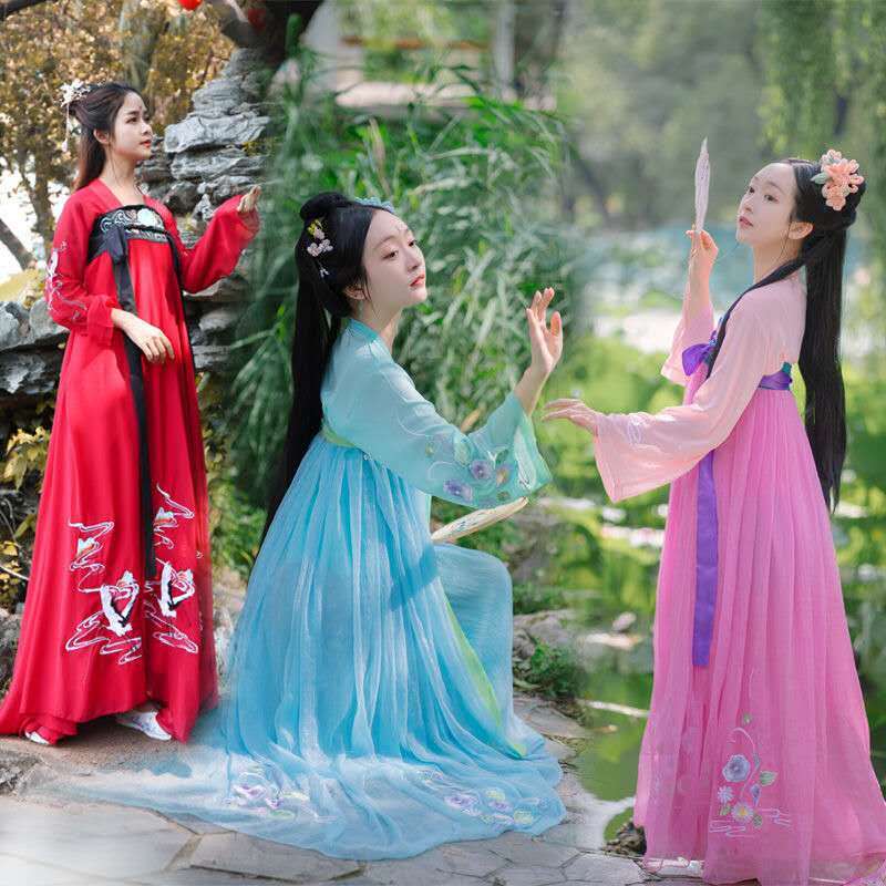 중국 전통 요정 댄스 의상 고대 Hanfu 여성 동양 동양 Hanfu 드레스 레이디 당나라 공주 의류