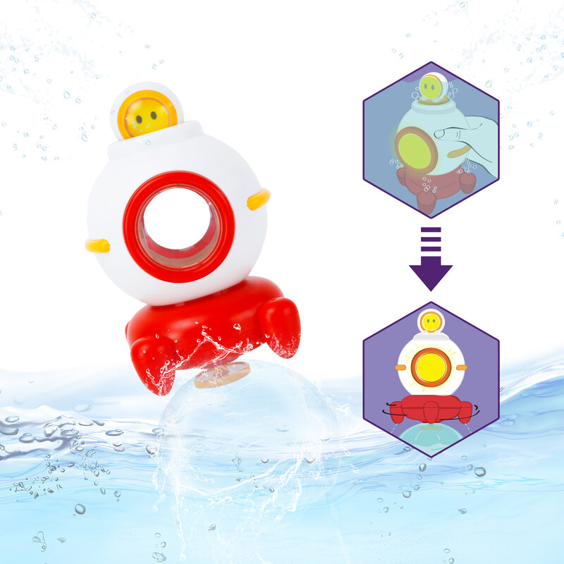 Lightaling-juguetes de baño de pulverización de nave espacial, juguete para bañera de Agua pulverizada con luz para niños y niñas