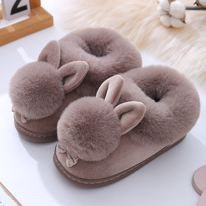 Baby Cute Cartoon królik pantofel dzieci chłopcy dziewczęta kapcie zimowe dzieci kryty ciepłe futrzane buty dziecko na piętro w domu obuwie