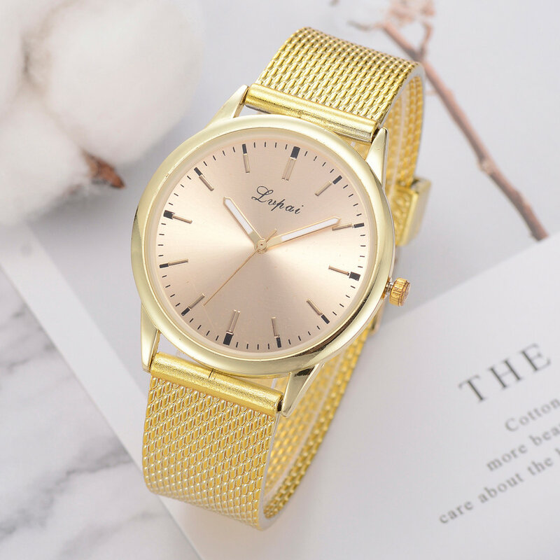 Relojes clásicos para mujer, reloj de pulsera de cuarzo con esfera de oro rosa a la moda, con correa de malla, regalo, XQ