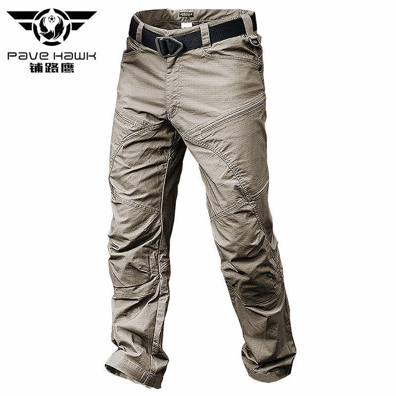 PAVEHAWK-pantalones Cargo de camuflaje para hombre, ropa de calle, color caqui y negro, estilo militar, informal, para correr