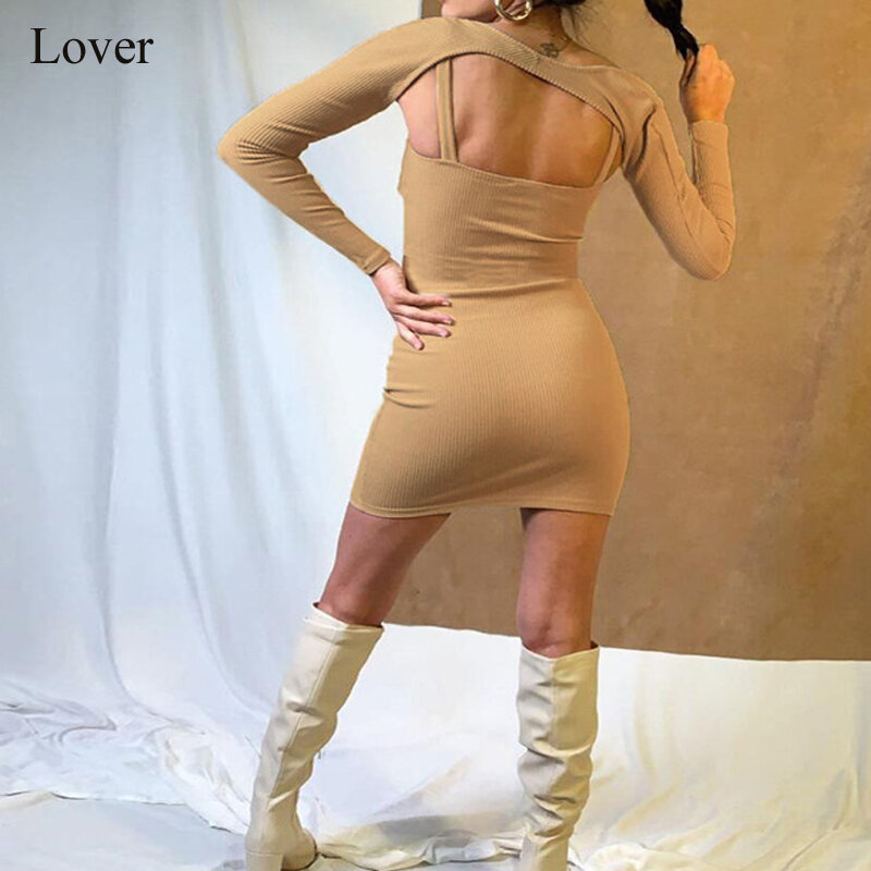 Falda de Traje de dos piezas de punto para mujer, vestido Sexy ajustado de Color sólido para oficina, ropa de fiesta y discoteca, Otoño e Invierno