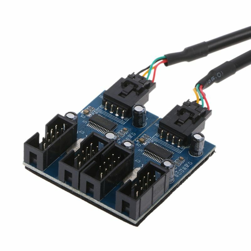 Nowy komputer Case wewnętrzny 9-Pin USB 2.0 nagłówek męski 1 do 4 żeński Splitter PCB Chipset Extender zwiększona 30cm Drop Shipping