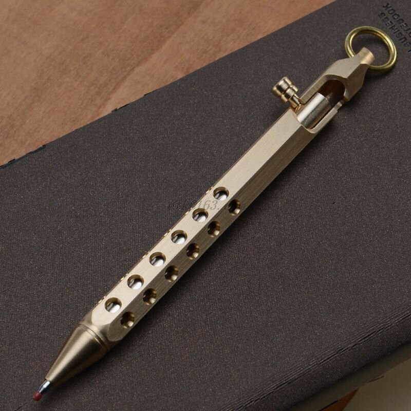 Ручка гелевая в стиле ретро, Твердый латунный инструмент для письма с шестигранным болтом, принадлежности для школы и офиса