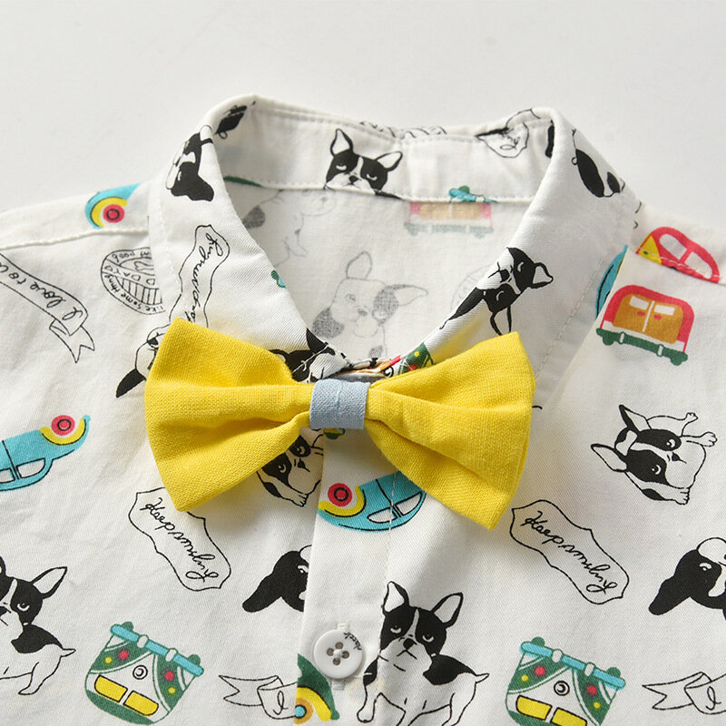 Abbigliamento per bambini di marca Yg 2021 Summer Crossover Cartoon Pure Cotton Gentleman Sling Suit Baby Boy's Top