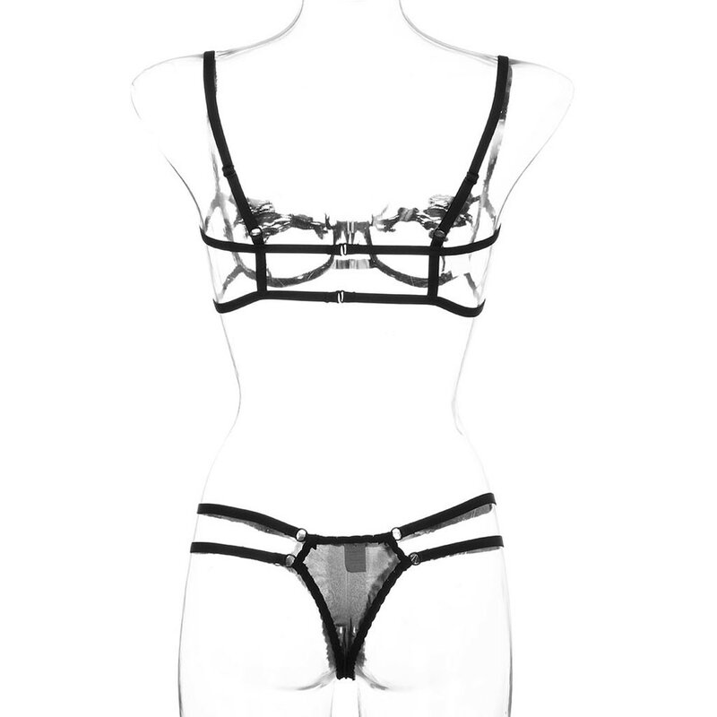 Ensemble de sous-vêtements transparents en dentelle pour femmes, Lingerie Sexy ajourée, érotique, sensuel