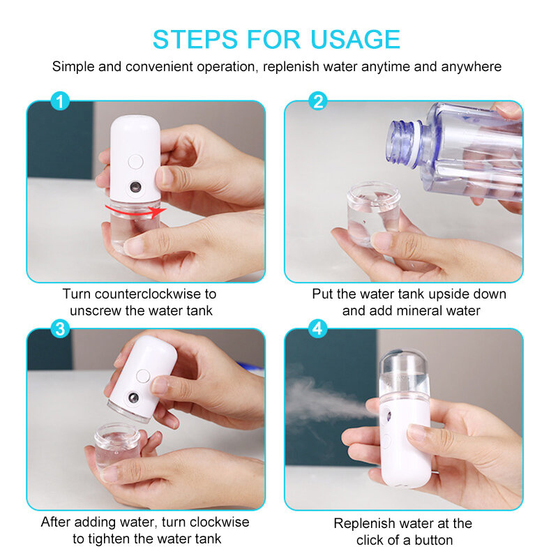 Nano Mist Sprayer เครื่องมือความงาม USB Humidifier ชาร์จ Nebulizer Steamer Moisturizing Beauty