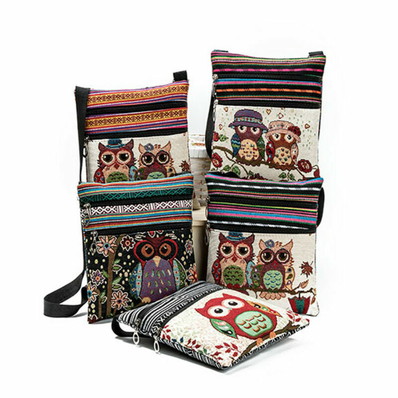 Vintage Chinese National Style Ethnic Shoulder Bag Women Mini Handbag Owl Diagonal Embroidery Tote Lady Messenger Cross Body Bag