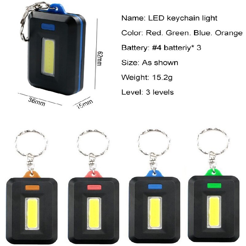 Portachiavi luce 1 pz portatile Mini COB LED portachiavi torcia portachiavi portachiavi torcia lampada con moschettone per campeggio hiki