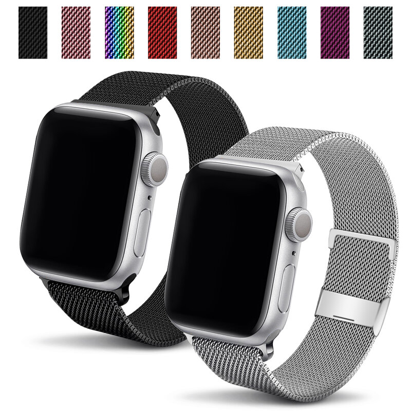 Milanese Loop Stainless Steel Strap for Apple Watch 5 6 Ss Band 40mm 44mm Watchband Bracelet for iWatch Series 5/4/3/2 38mm 42mm