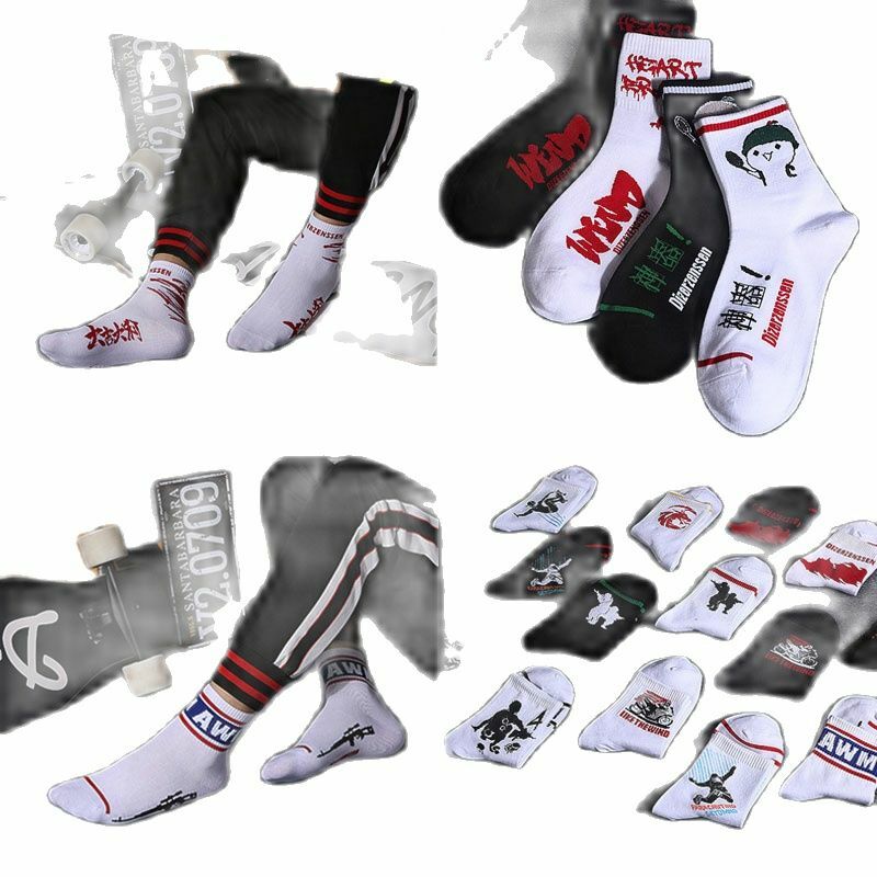 Creative BreathableบุคลิกภาพUnisexกีฬาผู้ชายผู้หญิงพิมพ์Harajukuสไตล์คุณภาพสูงขายผ้าฝ้าย 1 คู่ถุงเท้าใหม่