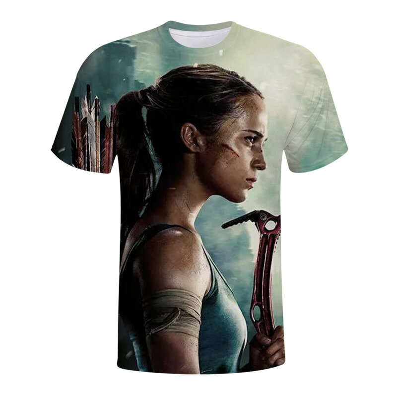 T-Shirt col rond homme et femme, confortable et doux, à la mode, avec impression 3D de la personnalité du jeu Tomb Raider 9, dernier jeu d'action et d'aventure, 2021