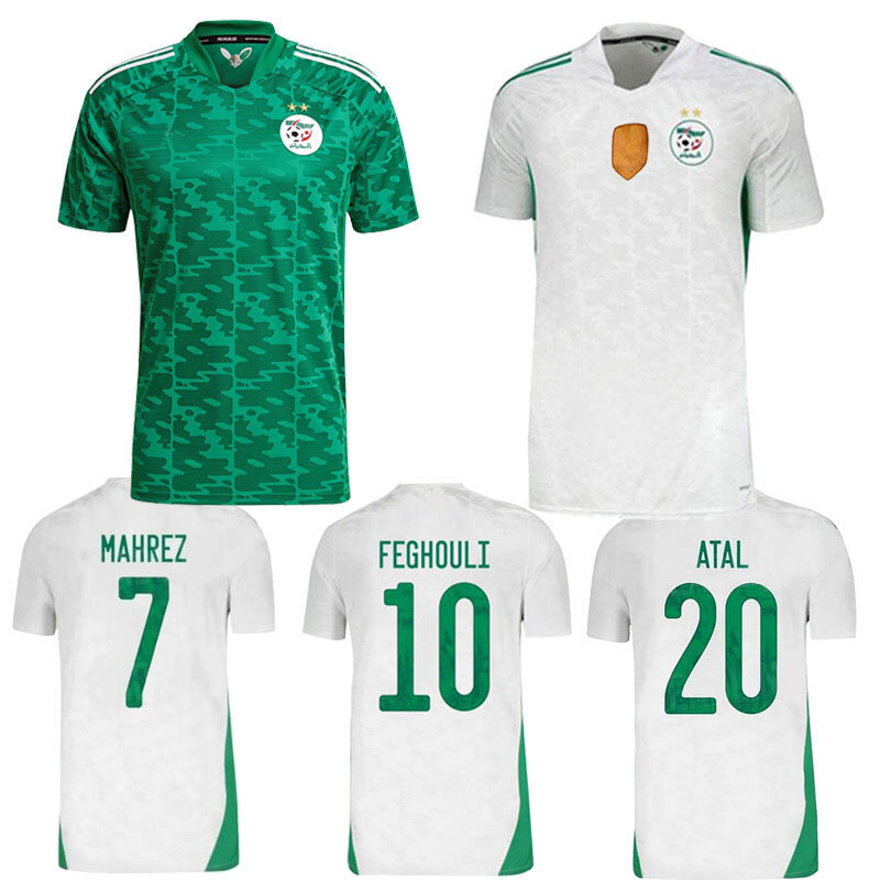 Коллекция 2020 года, коллекция 2021 года, домашние Белые Джерси Алжира 20 21 года, тонкая футболка MAHREZ ATAL FEGHOULI BENNACER, алжирская футбольная рубашка