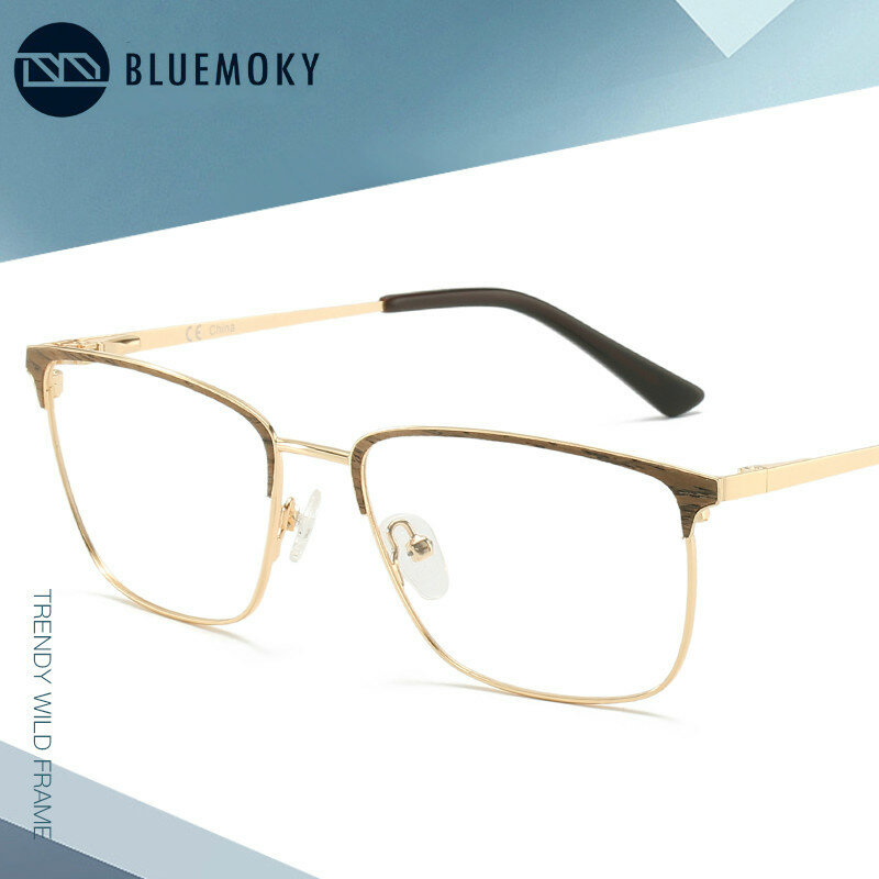 BLUEMOKY Anti Blau Licht Blockieren Gläser Rahmen Holzmaserung Brille Compute Brille Geschäfts strahlenresistente Optische Brillen