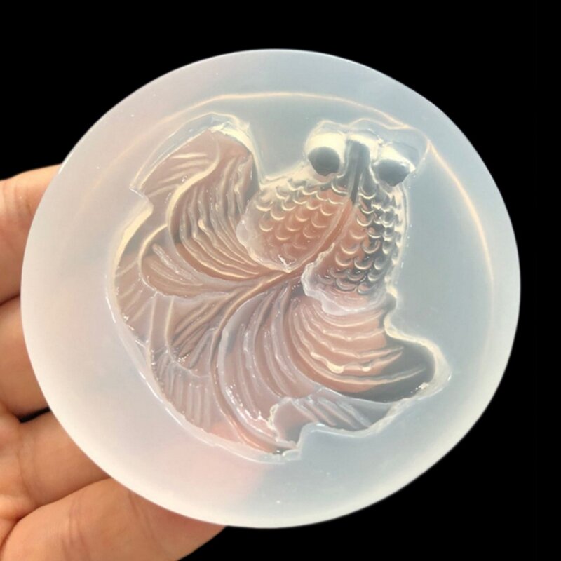 Molde de silicone transparente, espelho de peixe dourado, artesanato faça você mesmo, joia, pingente artesanal, resina epóxi