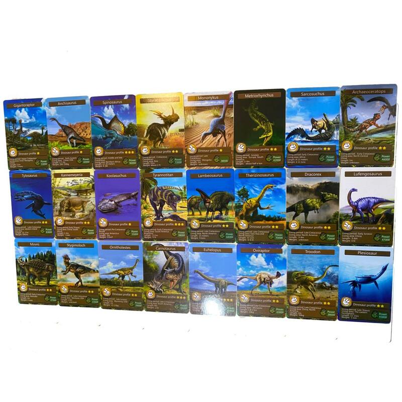 55pcs Disney Dinosaur Cognition Card Game Battle Carte Anime Trading Cards Album Book Kids Toys Gifts > 3 Years Old 8.7*6.3cm
