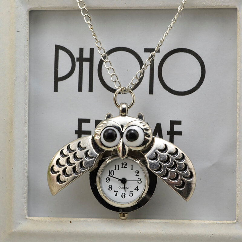 Винтажный стиль, ретро кулон с изображением совы, длинное ожерелье, аналоговые карманные часы, подарок для мужчин и женщин, ожерелье, часы, ю...