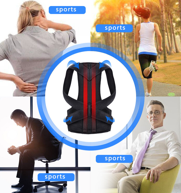 Corrector de postura de espalda ajustable, cinturón de apoyo Lumbar para clavícula columna vertebral hombros