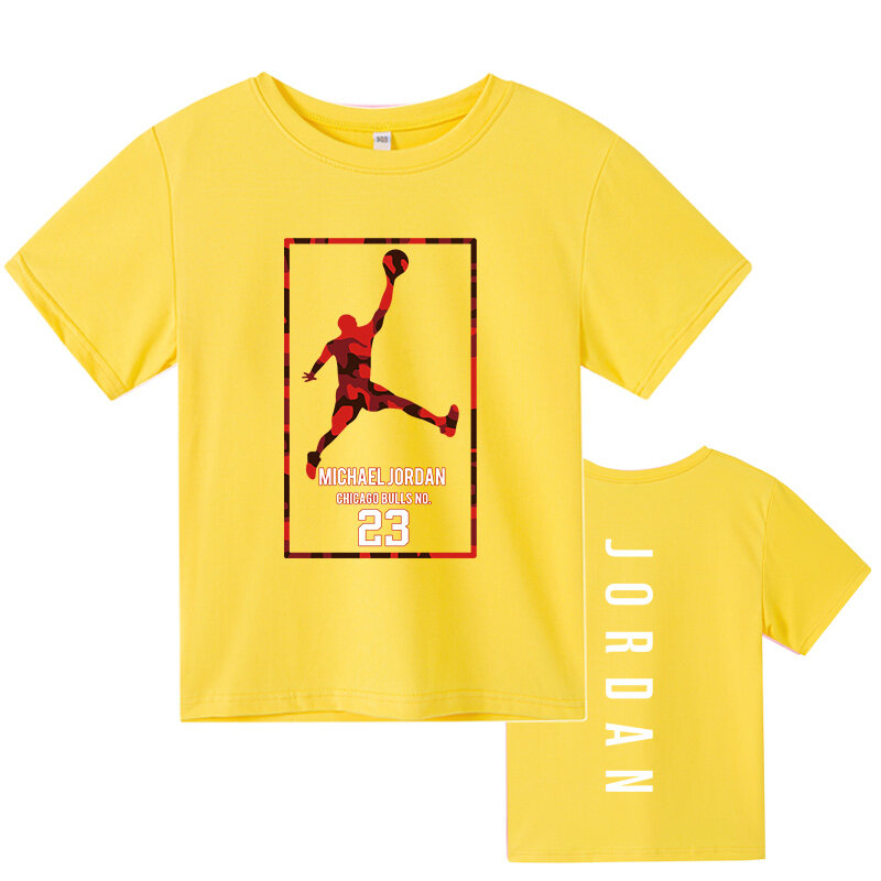 패션 소년 티셔츠 Jordan-NO.23 코 튼 Crewneck Tshirt 2021 여름 캐주얼 티 T 셔츠 느슨한 반소매 티셔츠 의류 탑스