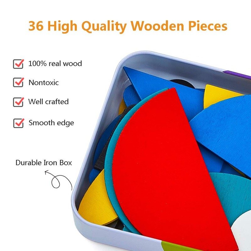 Baby Wooden Pattern Animal Jigsaw Puzzle Colorful Tangram Toy Kids Montessori Early Education Sorting Games Toys Children Gift