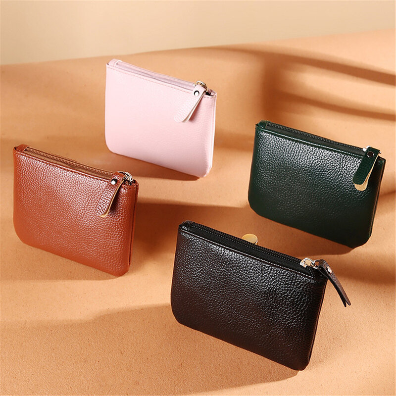 2021 New Fashion Women Wallet PU Leather Lychee Pattern Zipper Mini Wallet Card Key Holder Coin Purse Men Wallet Card Bag Case