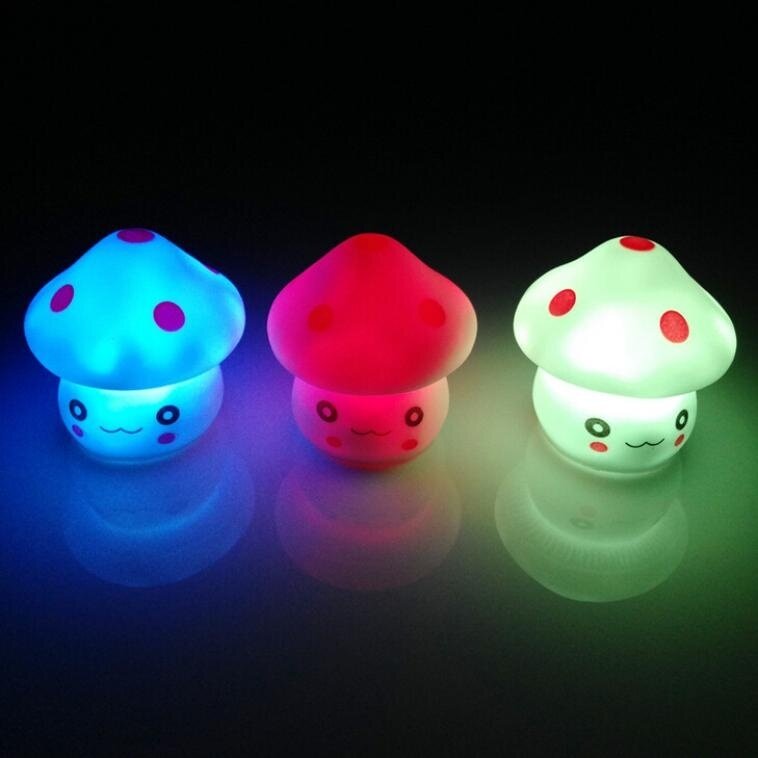 LED Novelty Lamp 7-Color Changing Night Light  Romantic Mushroom Light Cute Lamp Decor