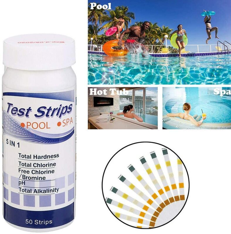 Papel de prueba de calidad del agua para piscina, 50 piezas, valor de PH de cloro Residual, dureza alcalina, probador de piscina, envío directo