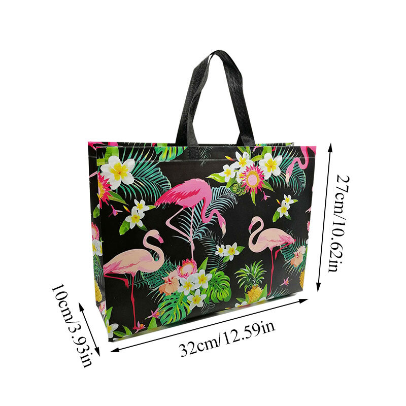 Ekologiczna torba na zakupy pokrowiec podróżny nadruk flaminga włóknina torba składana powlekana folią wodoodporna torba na wynos